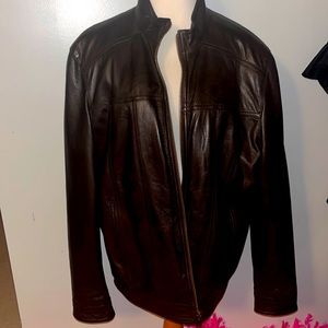 Andrew Marc chocolate brown leather jacket size XLT